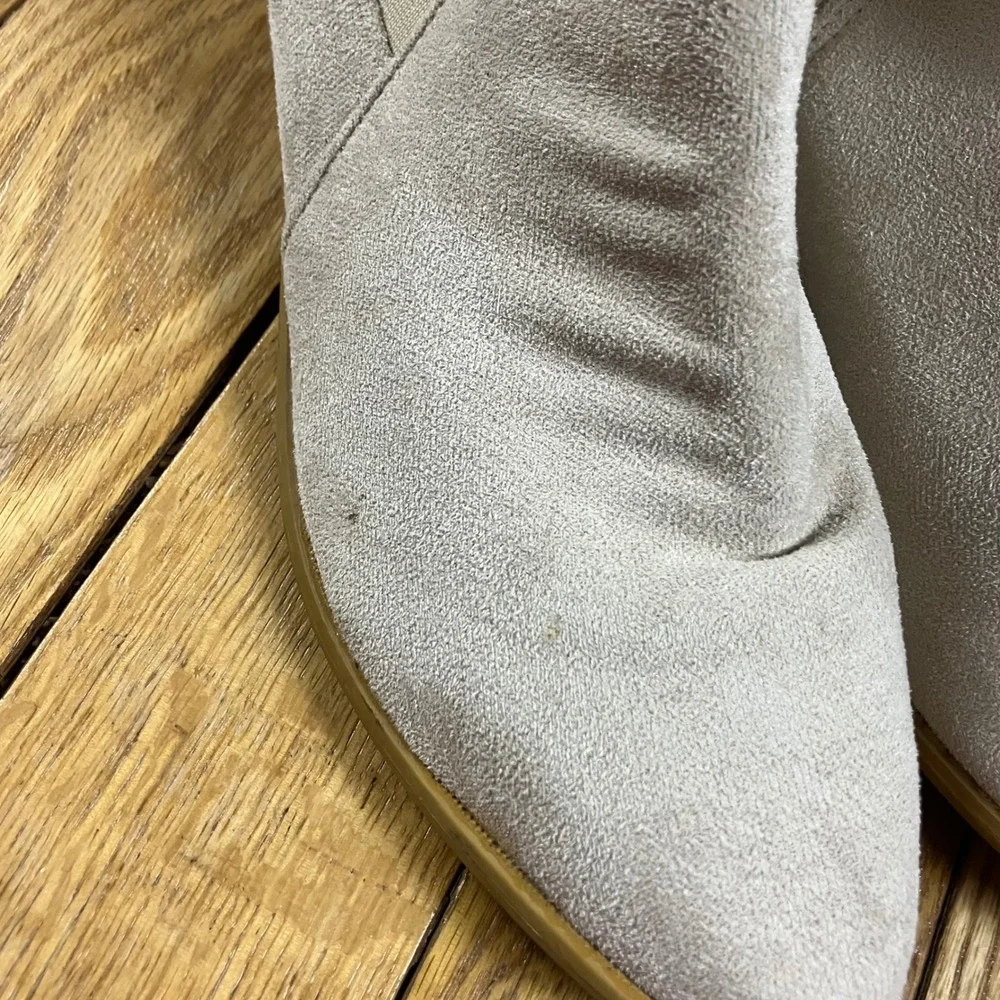 Beige Suede Ankle Boots‎ Side Zip Elastic Chelsea Block Heel Size 42